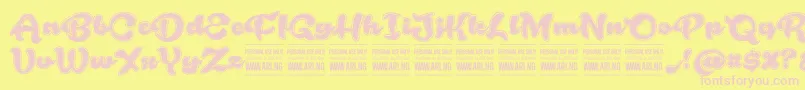 RoughrakoonPersonal Font – Pink Fonts on Yellow Background