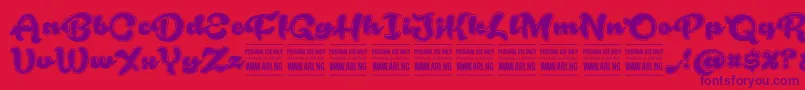 RoughrakoonPersonal Font – Purple Fonts on Red Background