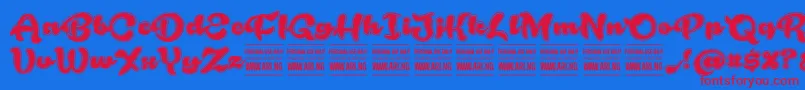 RoughrakoonPersonal Font – Red Fonts on Blue Background