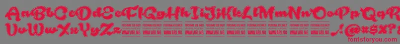 RoughrakoonPersonal Font – Red Fonts on Gray Background