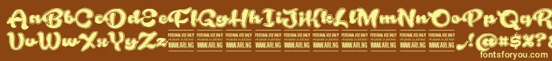 RoughrakoonPersonal Font – Yellow Fonts on Brown Background