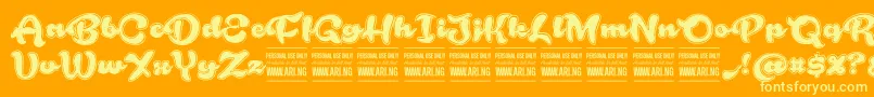 RoughrakoonPersonal Font – Yellow Fonts on Orange Background