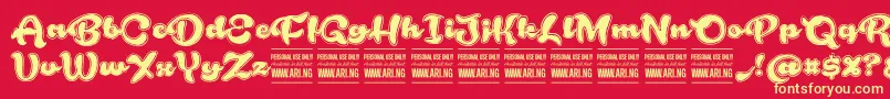 RoughrakoonPersonal Font – Yellow Fonts on Red Background