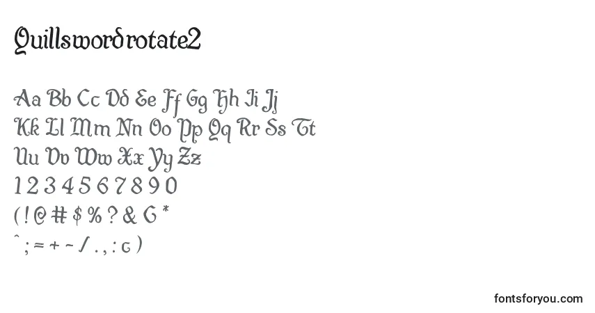 Czcionka Quillswordrotate2 – alfabet, cyfry, specjalne znaki