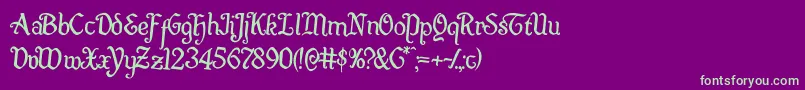 Quillswordrotate2 Font – Green Fonts on Purple Background