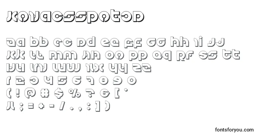 Czcionka Kovacsspot3D – alfabet, cyfry, specjalne znaki