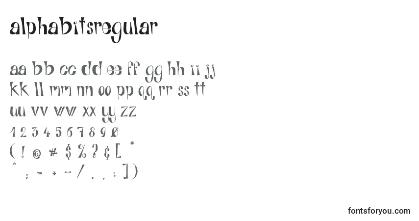 A fonte AlphabitsRegular – alfabeto, números, caracteres especiais