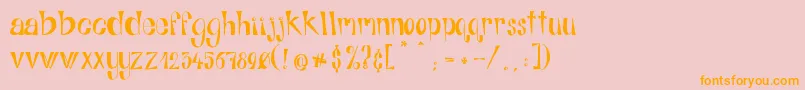 AlphabitsRegular-fontti – oranssit fontit vaaleanpunaisella taustalla