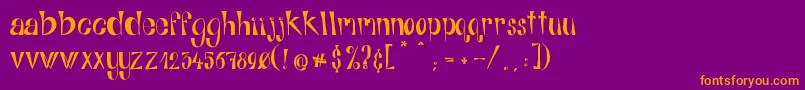 AlphabitsRegular-fontti – oranssit fontit violetilla taustalla