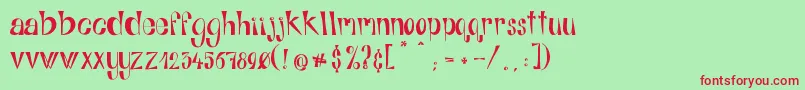 フォントAlphabitsRegular – 赤い文字の緑の背景