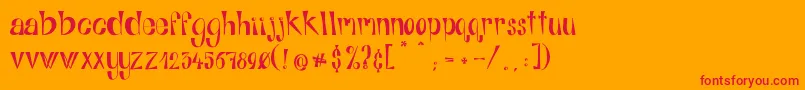 フォントAlphabitsRegular – オレンジの背景に赤い文字