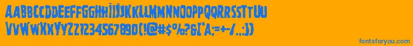 Ghoulishintentmangle-Schriftart – Blaue Schriften auf orangefarbenem Hintergrund