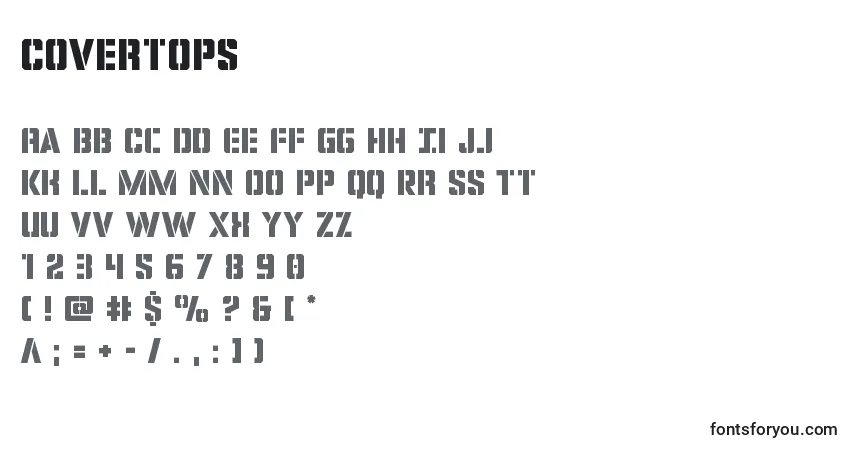 Schriftart Covertops – Alphabet, Zahlen, spezielle Symbole