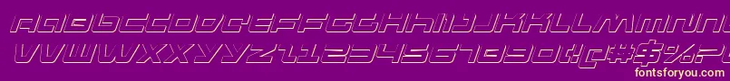 PulseRifle3DItalic-Schriftart – Gelbe Schriften auf violettem Hintergrund