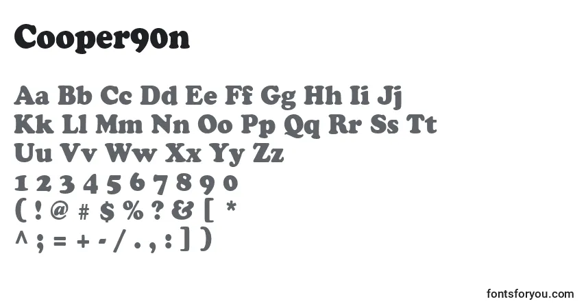 A fonte Cooper90n – alfabeto, números, caracteres especiais