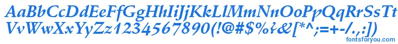 フォントDeutchSsiBoldItalic – 白い背景に青い文字