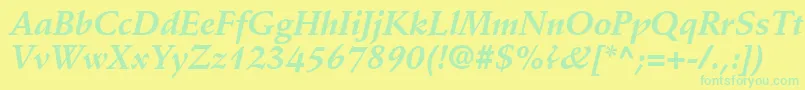 フォントDeutchSsiBoldItalic – 黄色い背景に緑の文字