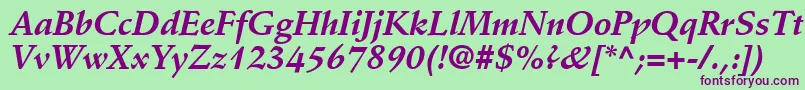 DeutchSsiBoldItalic Font – Purple Fonts on Green Background