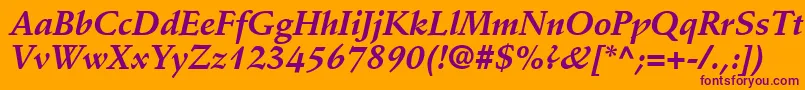 DeutchSsiBoldItalic-Schriftart – Violette Schriften auf orangefarbenem Hintergrund