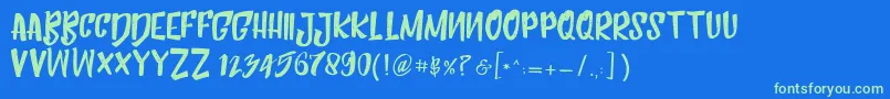 HumblleRoughtCaps Font – Green Fonts on Blue Background