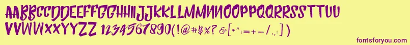 HumblleRoughtCaps Font – Purple Fonts on Yellow Background