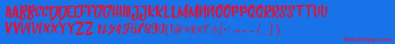 HumblleRoughtCaps Font – Red Fonts on Blue Background