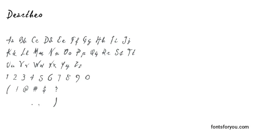 Schriftart Deartheo – Alphabet, Zahlen, spezielle Symbole