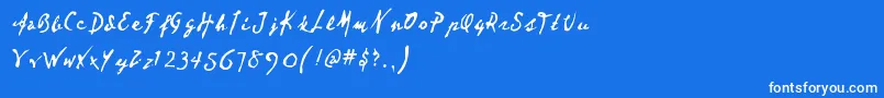 フォントDeartheo – 青い背景に白い文字