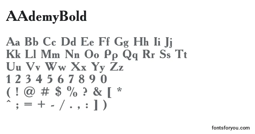 Czcionka AAdemyBold – alfabet, cyfry, specjalne znaki