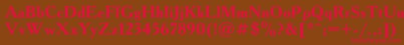 フォントAAdemyBold – 赤い文字が茶色の背景にあります。