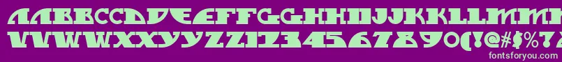 フォントMy Gal Swoopy Nf – 紫の背景に緑のフォント