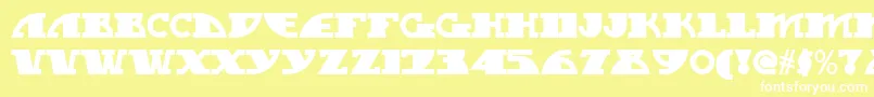 フォントMy Gal Swoopy Nf – 黄色い背景に白い文字