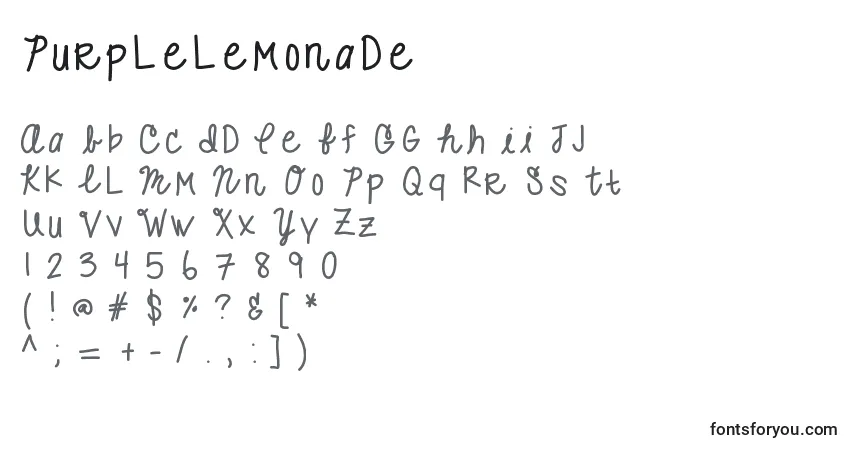 Шрифт Purplelemonade – алфавит, цифры, специальные символы
