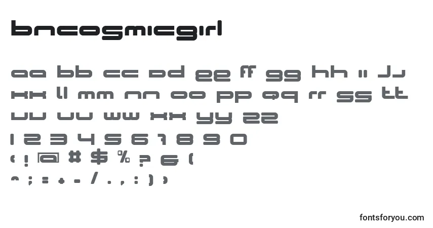 BnCosmicGirl Font – alphabet, numbers, special characters