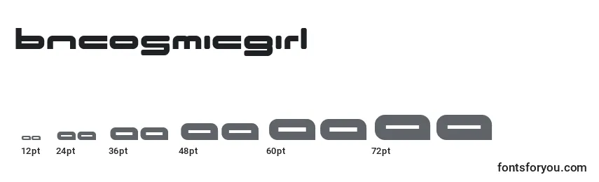 BnCosmicGirl Font Sizes