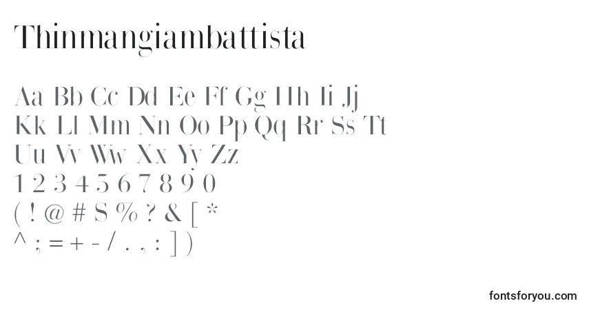 A fonte Thinmangiambattista – alfabeto, números, caracteres especiais
