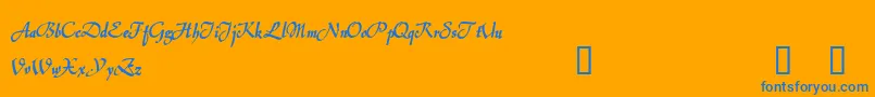 JerashDemo-Schriftart – Blaue Schriften auf orangefarbenem Hintergrund