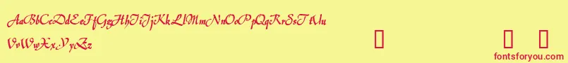 フォントJerashDemo – 赤い文字の黄色い背景