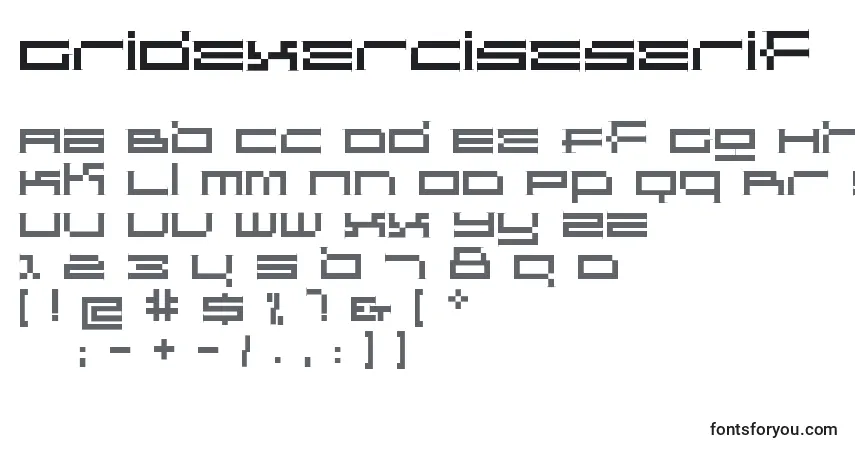A fonte Gridexerciseserif – alfabeto, números, caracteres especiais