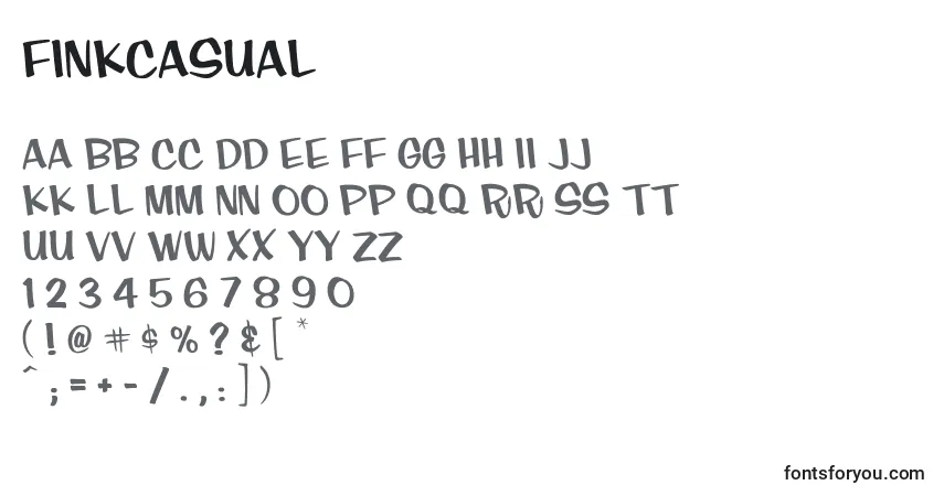 Czcionka Finkcasual – alfabet, cyfry, specjalne znaki