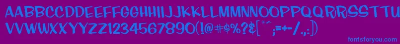 Finkcasual Font – Blue Fonts on Purple Background