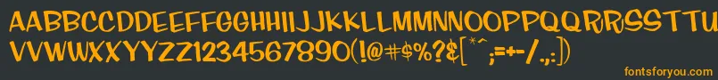 Finkcasual Font – Orange Fonts on Black Background