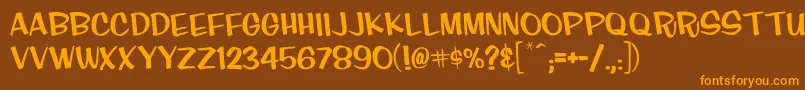 Finkcasual Font – Orange Fonts on Brown Background