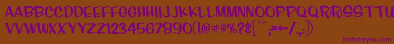 Finkcasual Font – Purple Fonts on Brown Background