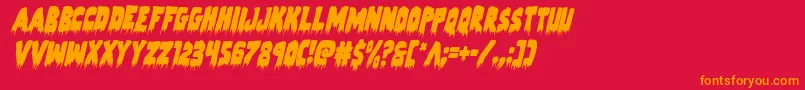 Zombiecontrolcondital-Schriftart – Orangefarbene Schriften auf rotem Hintergrund
