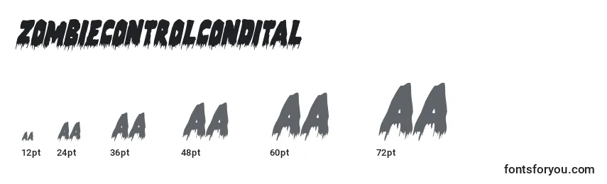 Размеры шрифта Zombiecontrolcondital