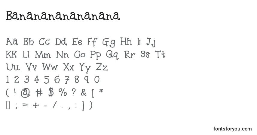 Schriftart Bananananananana – Alphabet, Zahlen, spezielle Symbole