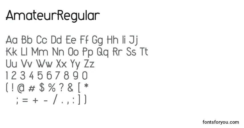 Schriftart AmateurRegular – Alphabet, Zahlen, spezielle Symbole