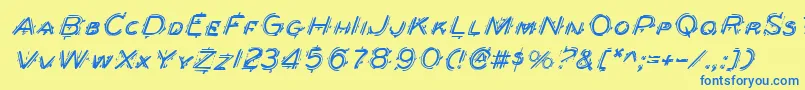 フォントBerserkeri – 青い文字が黄色の背景にあります。