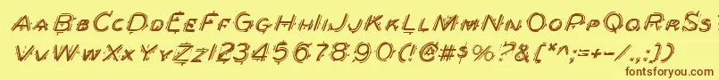 フォントBerserkeri – 茶色の文字が黄色の背景にあります。